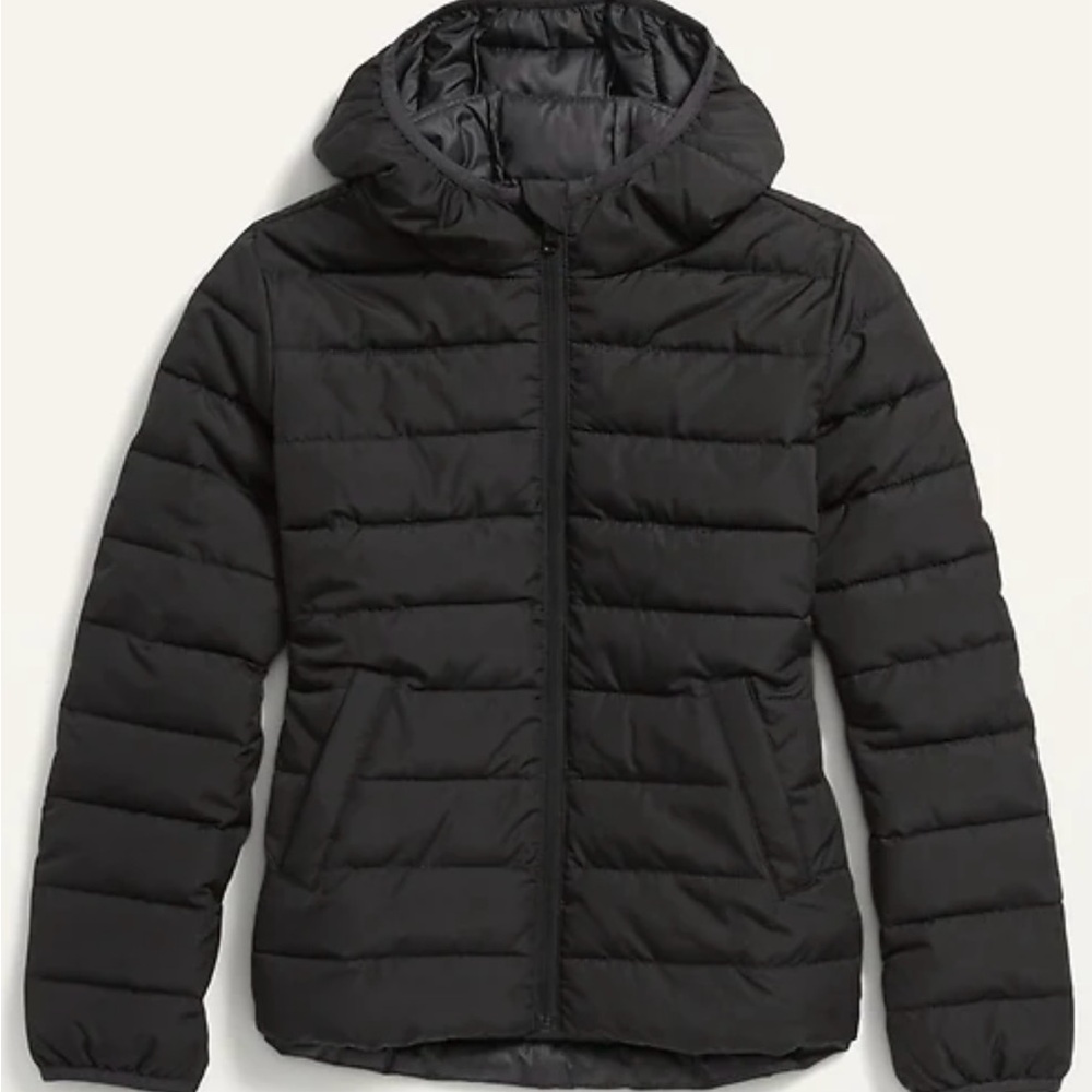 Old Navy Girls Active Water-Resistant Narrow-Channel Hooded Puffer Jacket Size 8